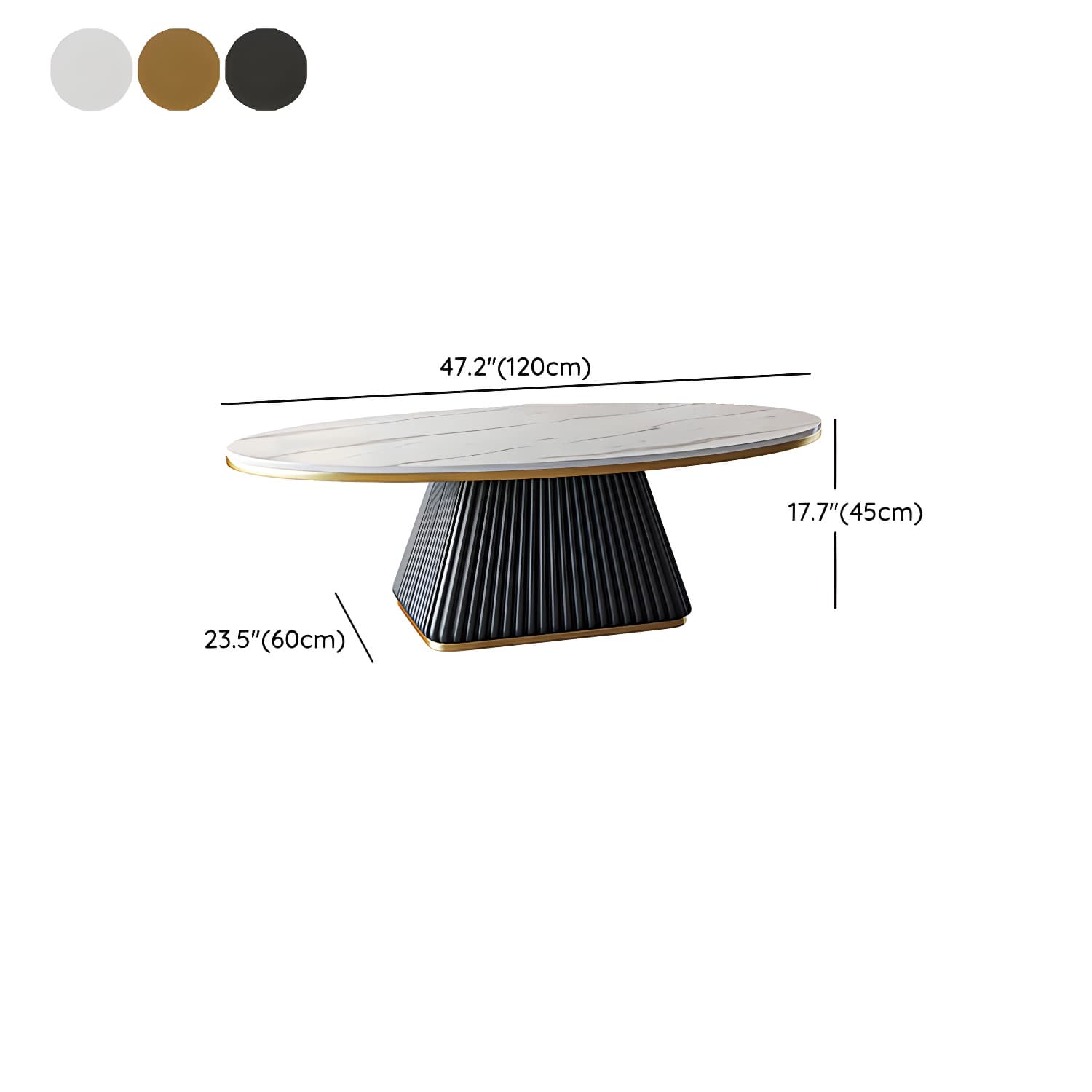 Glam Single Coffee Table Oval Pedestal Coffee Cocktail Table thumbnail 22