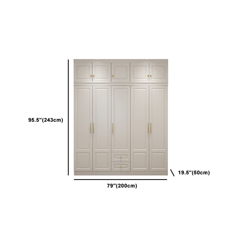 Art Deco Chalk Manufactured Wood Free Standing Interior Shelves Wardrobe with Soft Close Drawer and Hanging Rod thumbnail 20