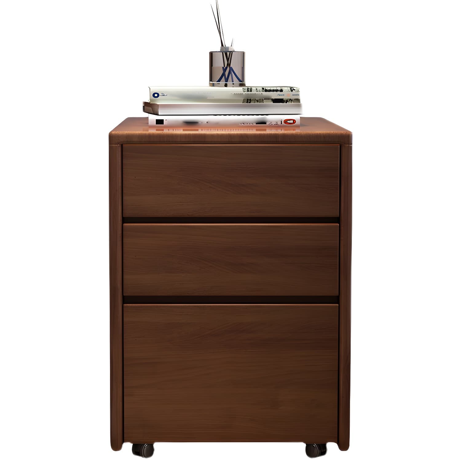 Modern Square Wood Cabinet on Wheels Side Cabinet with Drawer thumbnail 5