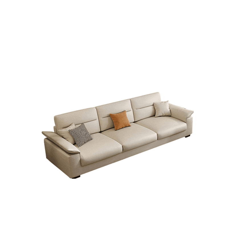 Straight Tear Resistant Sofa with Cushion Back in Ivory, Seats 4/3 Person, Horizontal Orientation, and Recessed Arm thumbnail 4