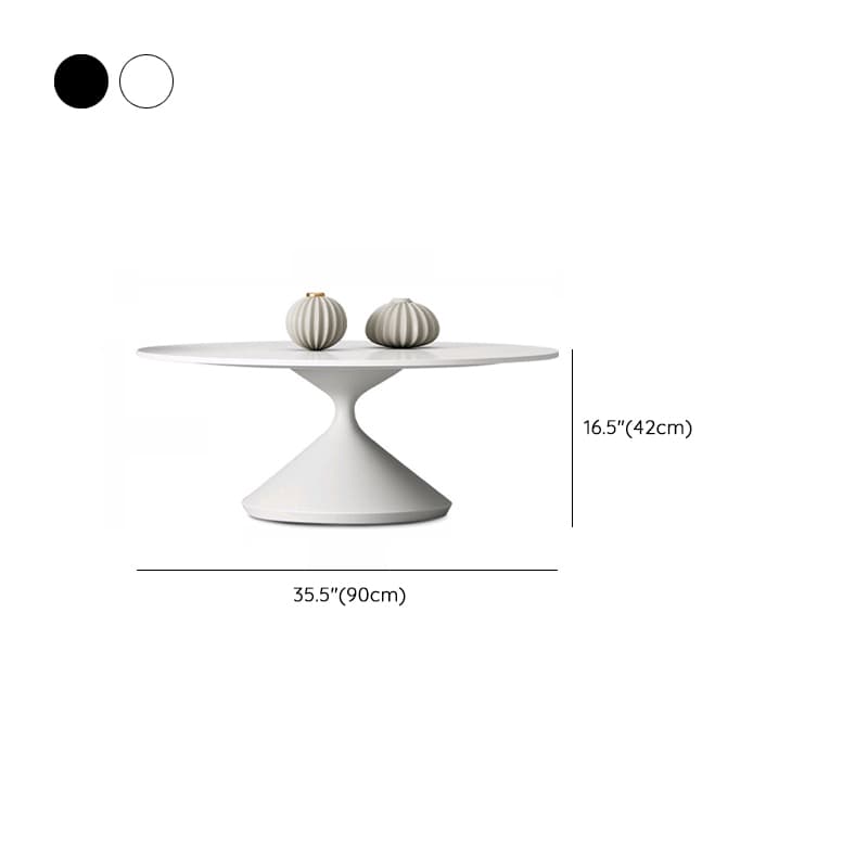 Single/Nesting Postmodern Circular-shaped Chalk/Ink Sintered Stone Pedestal Base Side Table thumbnail 18