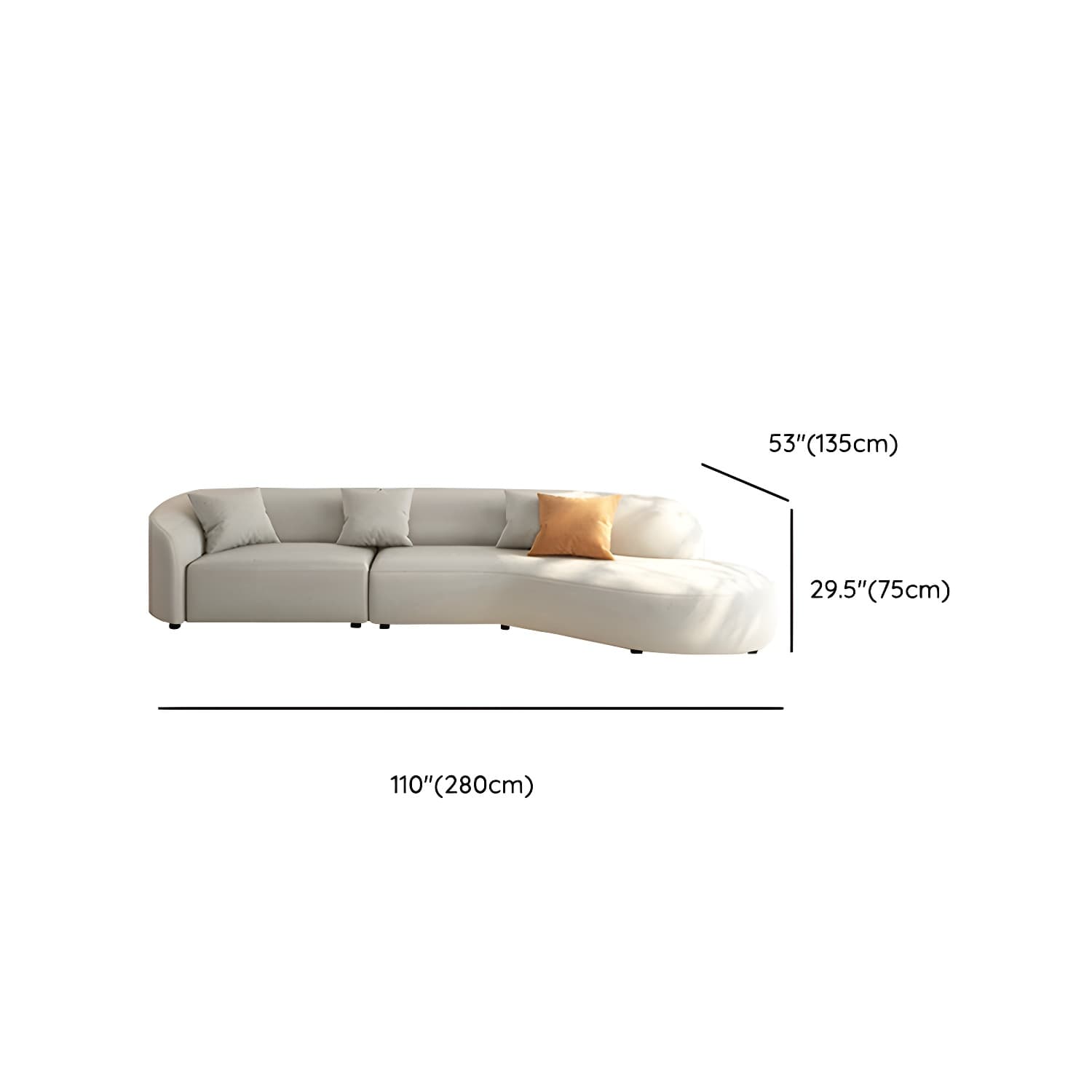Modern Beige Tech Cloth Stationary Sectional Sofa with Wood Frame and Flared Arms thumbnail 17
