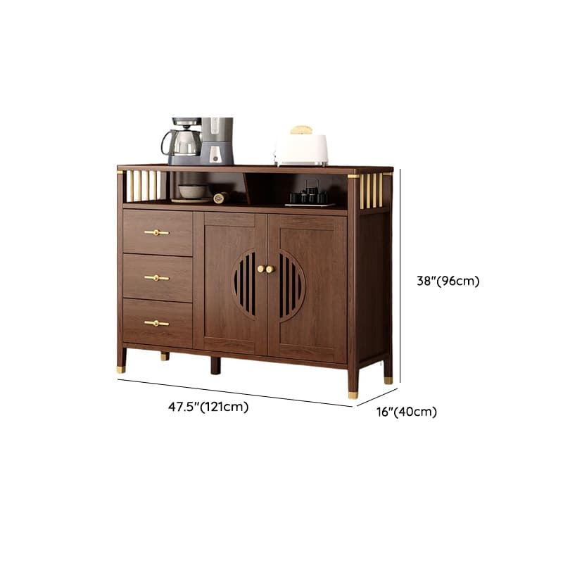 Espresso Standard/Wide/Narrow Timber Sideboard with 4 Doors/3 Doors/2 Doors, Adaptable Shelf and Pantry Hutch, 3 Drawers/6 Drawers/2 Drawers Included/Not Included thumbnail 34