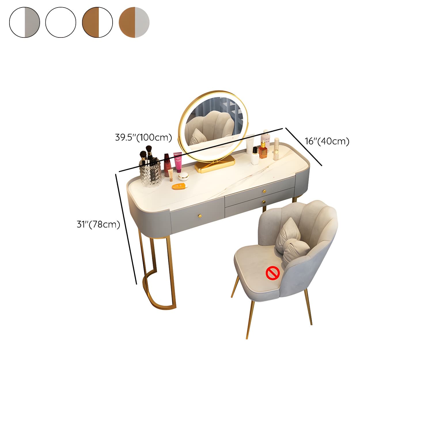Glam Glass Vanity Dressing Table Bedroom Make-up Vanity with Drawer thumbnail 20