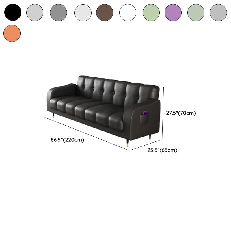 Contemporary Modern Solid Color Scratch-durable Convertible Sofa in Pu Leather with Midnight Black/Gray/White Upholstery, Seats 3/2-seater, with Receptacle Storage thumbnail 20