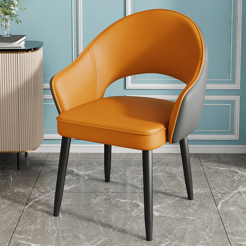 Modish Arm Chair with Ventilated Back, Padded Upholstery, Arms, and Steel Legs thumbnail 6
