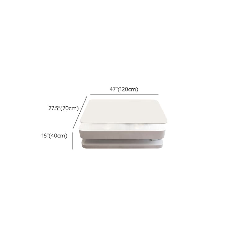 White Modern Coffee Table with Rectangular Wood Top & Block Base thumbnail 16