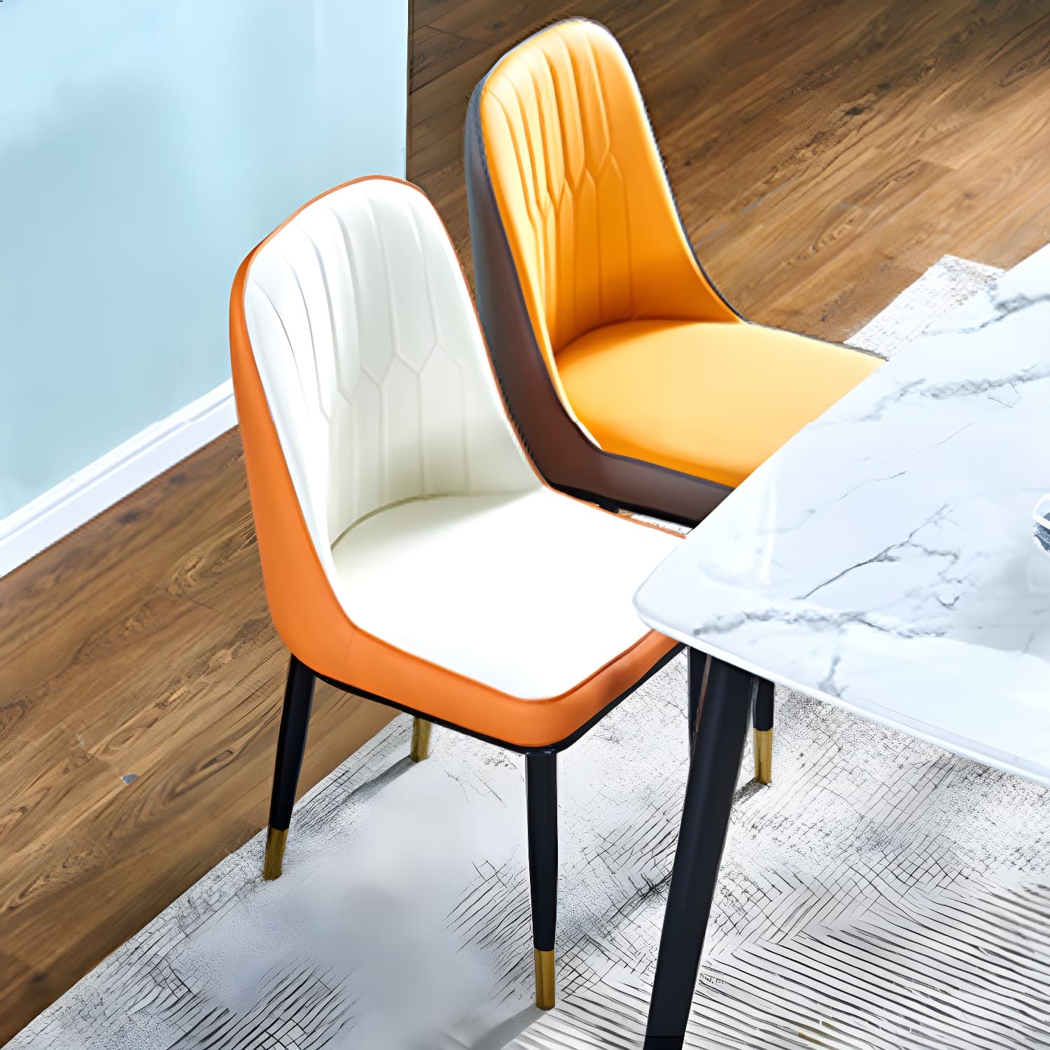 Metal Base Indoor Chair 18'' Wide Parsons Leather Chair for Restaurant thumbnail 21