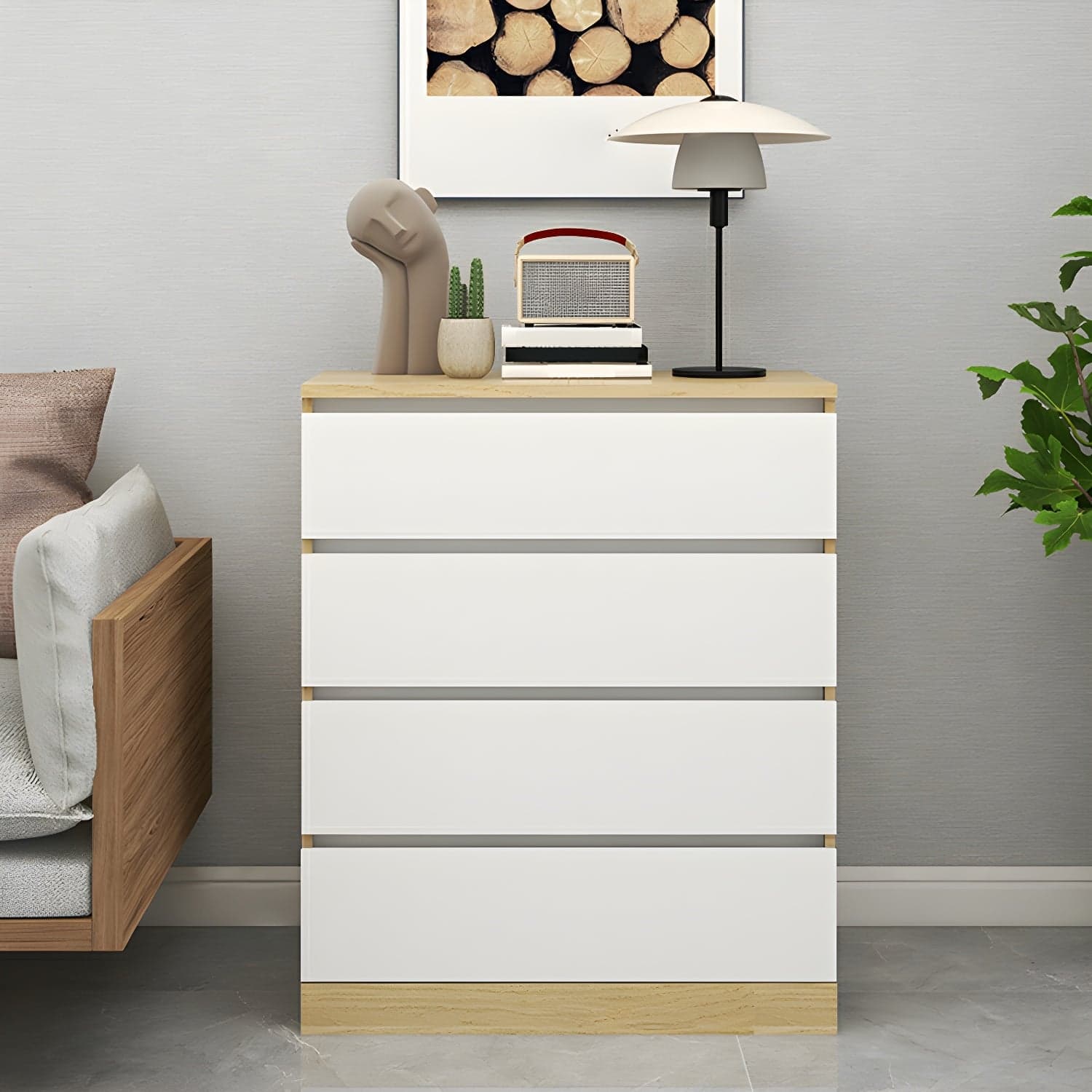 Contemporary Narrow Wood Dresser with Drawers for Living Room thumbnail 4