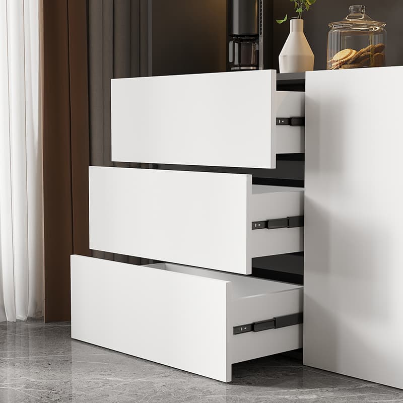 White Modern Buffet Cabinet with Cabinets and Shelves, Full Assembly Needed thumbnail 4