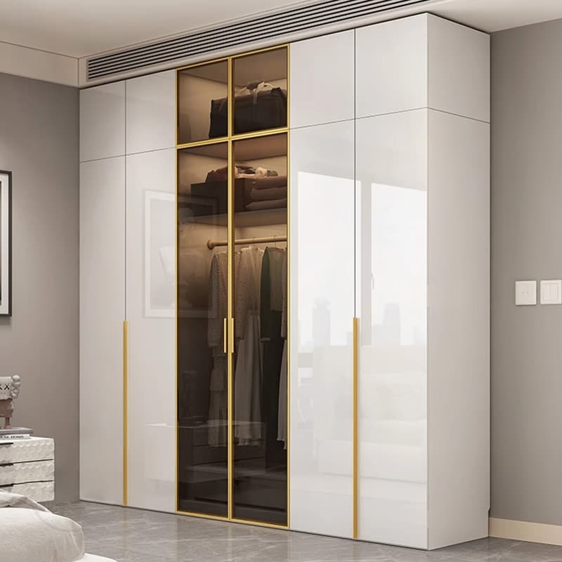 Chalk Minimalist Laminate Cabinet Armoire with Soft Close Drawer, Soft Close Door, Interior Shelves, and Clothing Rod thumbnail 1
