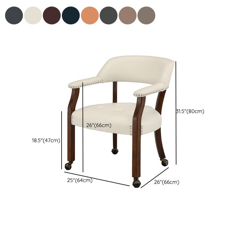 Sturdy Dining Room Arm Chair with Rollers, Decorative Nailhead, and Outlined Frame thumbnail 19