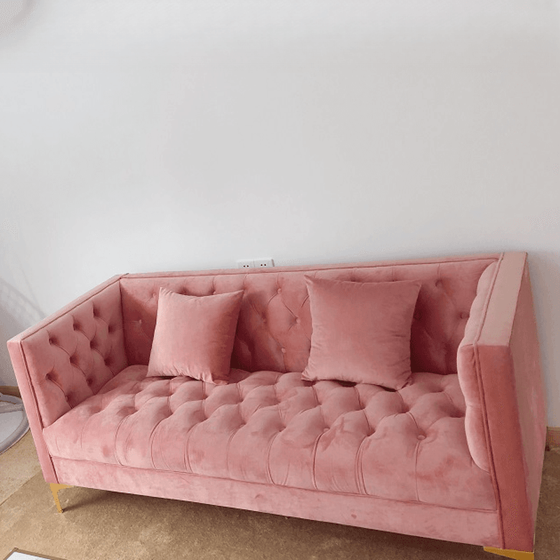 Button-tufted Straight/L-Shape Horizontal/Left Hand Facing Sofa Chaise/Sofa Couch in Rose with Tufted Back thumbnail 4