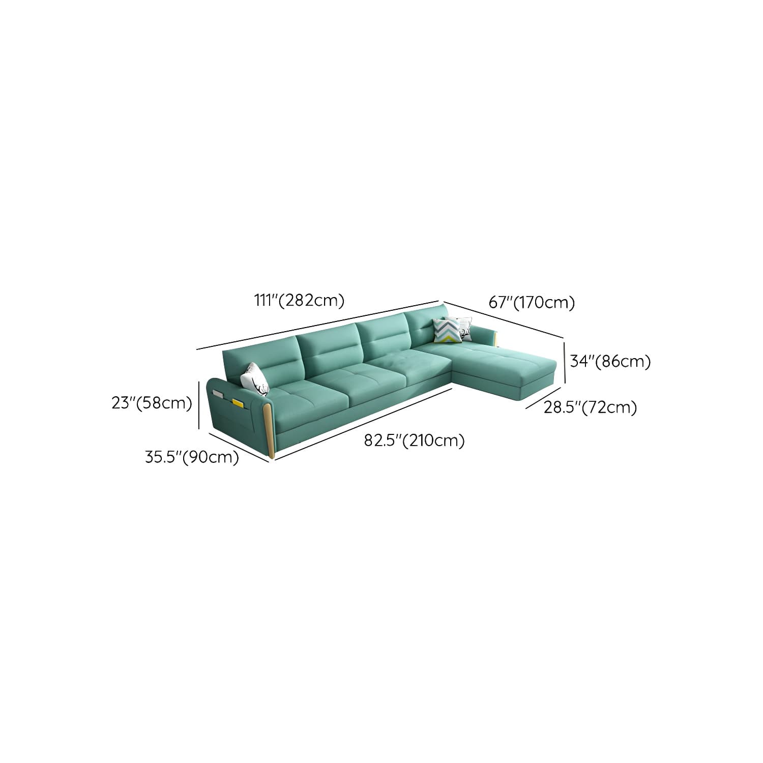 Grey Green Sectional Sofa with Under Seat Storage for Home and Room thumbnail 20