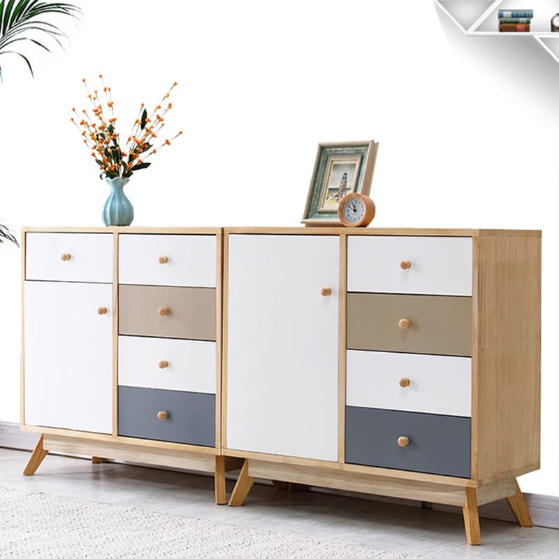 Five-Drawer Wooden Dresser, Natural Color, Modern Design, 50in Length, Pre-Drilled thumbnail 9