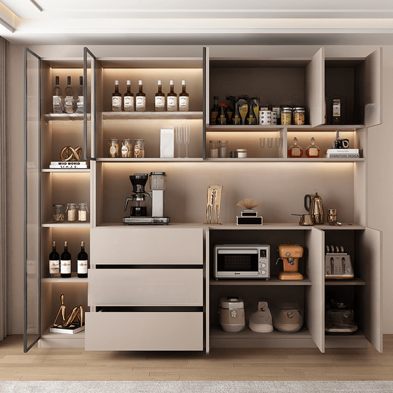 Wide/Standard/Narrow Modern Timber 3 Drawers 2 Shelves/3 Shelves/1 Shelf Glass Doors Pantry Hutch Sideboard thumbnail 15