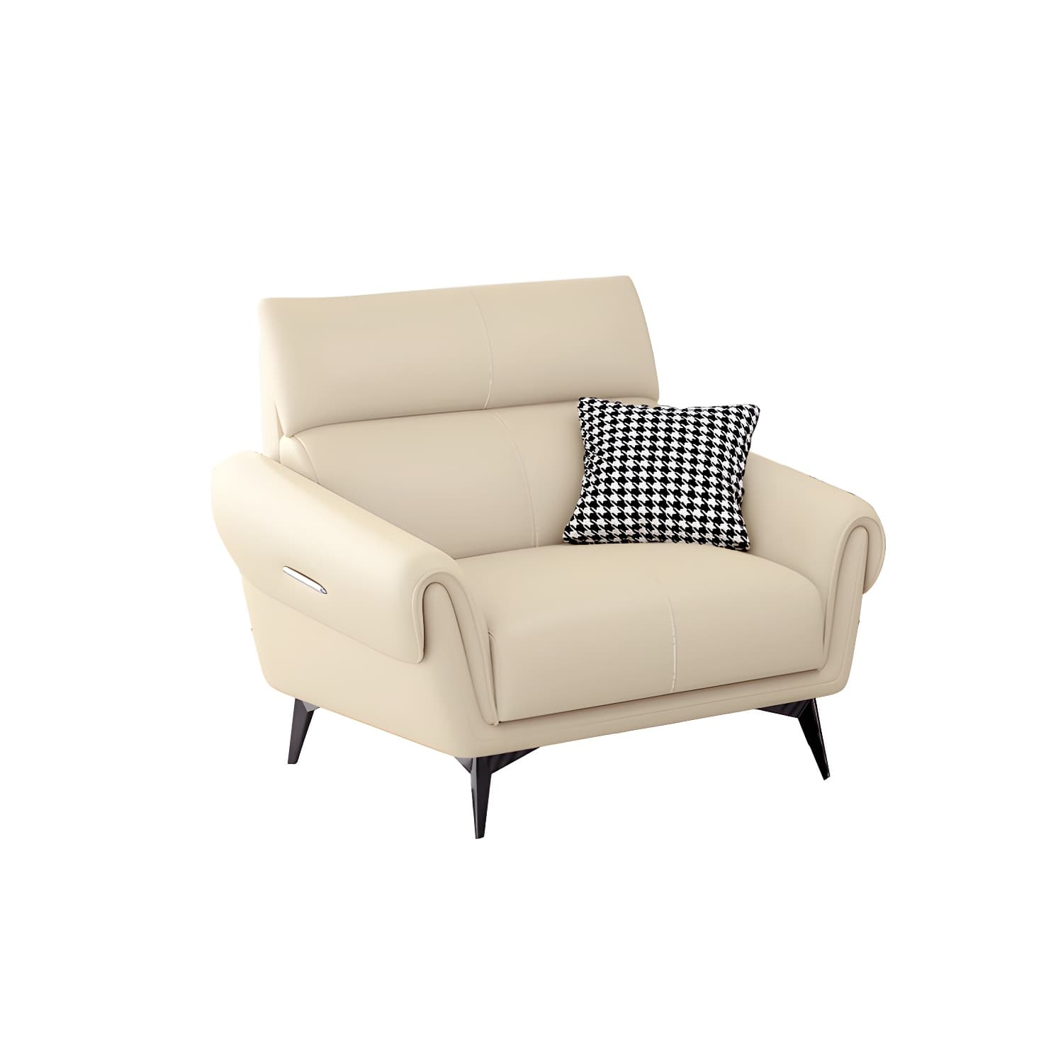 Faux Leather Flared Arm Sofa in Beige of 37.4" H with Cushions thumbnail 5