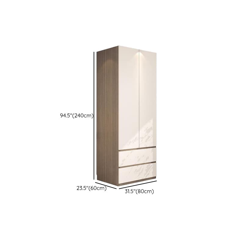 Beige Modish Armoire Cabinet in Manufactured Wood with Soft Close Drawer, Soft Close Door, Interior Shelves, and Clothing Rod thumbnail 22