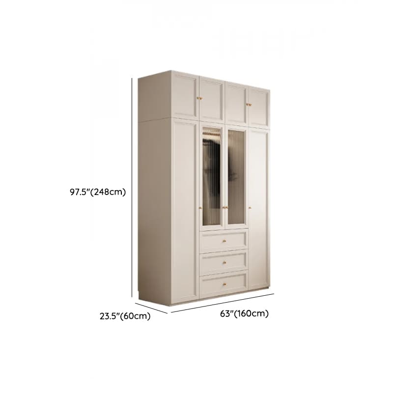 White Minimalist Laminate Wardrobe Closet with 3-Drawer, Soft Close Door, Interior Shelves, and Clothing Rod thumbnail 23