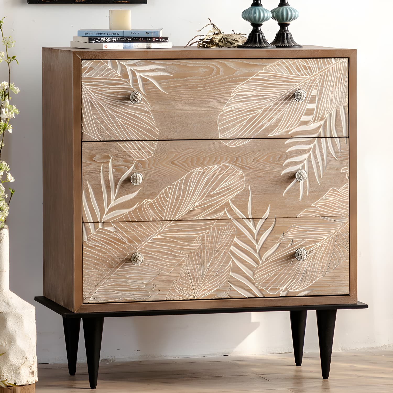Modern Standard Storage Cabinet Solid Wood Cabinet with Drawer thumbnail 12