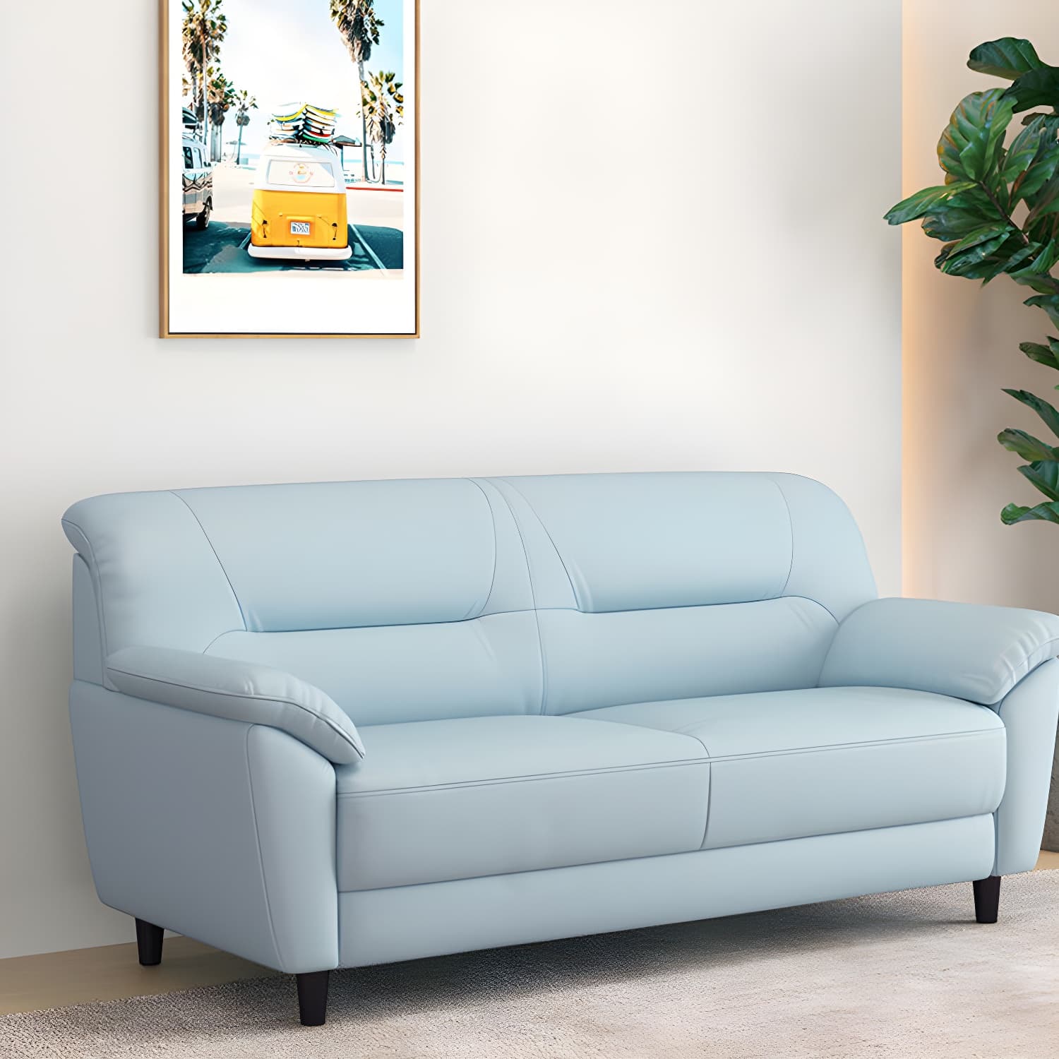 Leather Modern 2/3-seat Pillow Top Arm Sofa 70.87"/55.12" W Sewn Pillow Back Sofa thumbnail 9