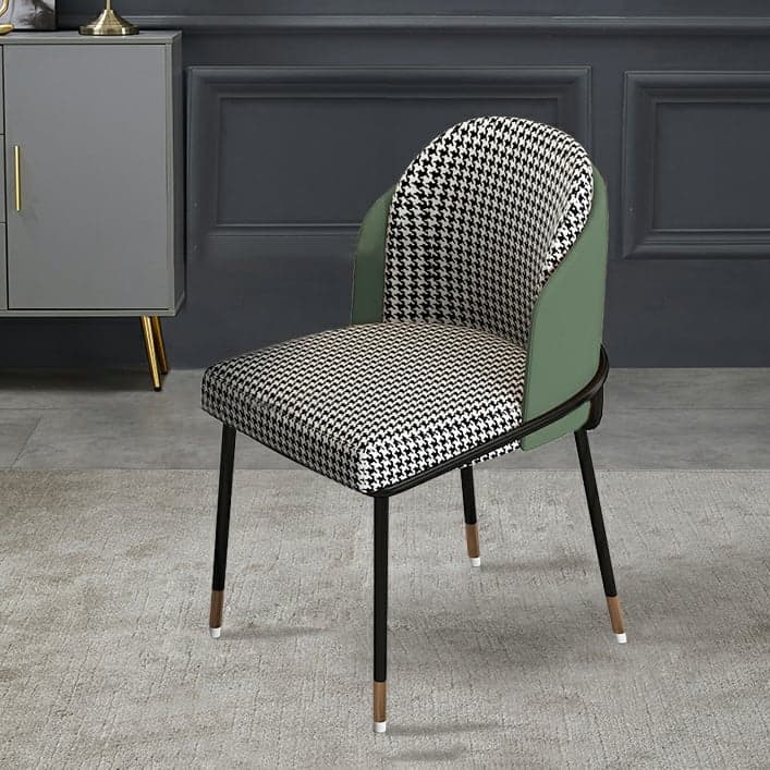 Glam Low-Back Upholstered Chair with Sleek Black Metal Legs for Kitchen & Dining thumbnail 7
