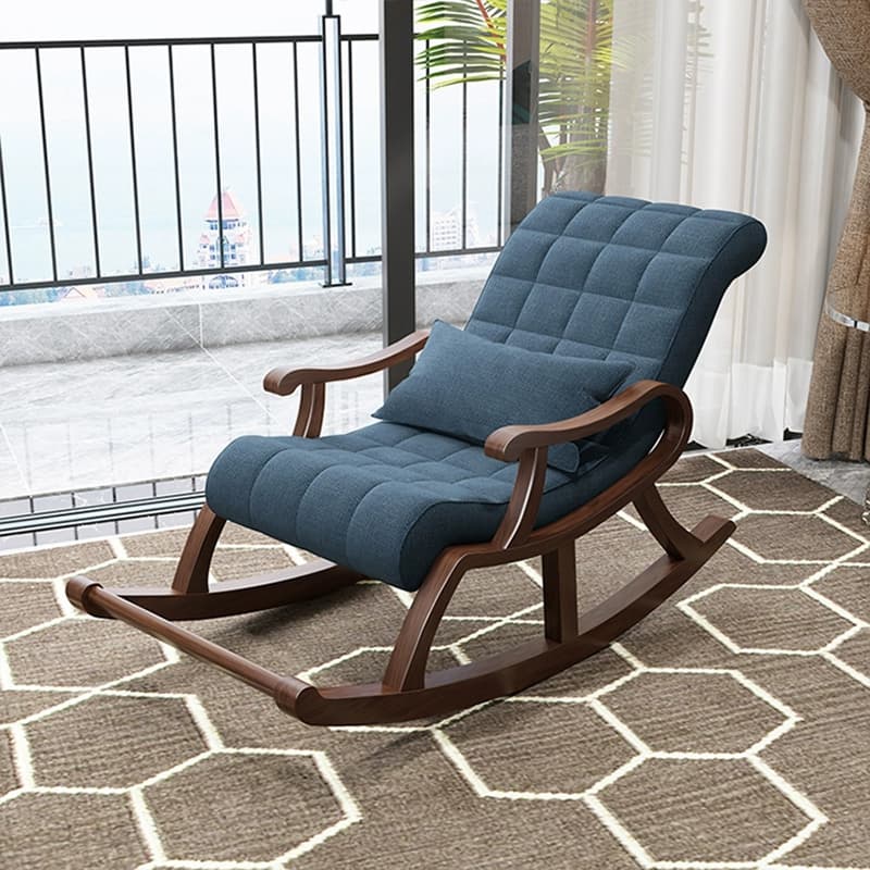 Stylish Modern Upholstered Rocking Chair with Brown Wood Legs and Track Arms thumbnail 12