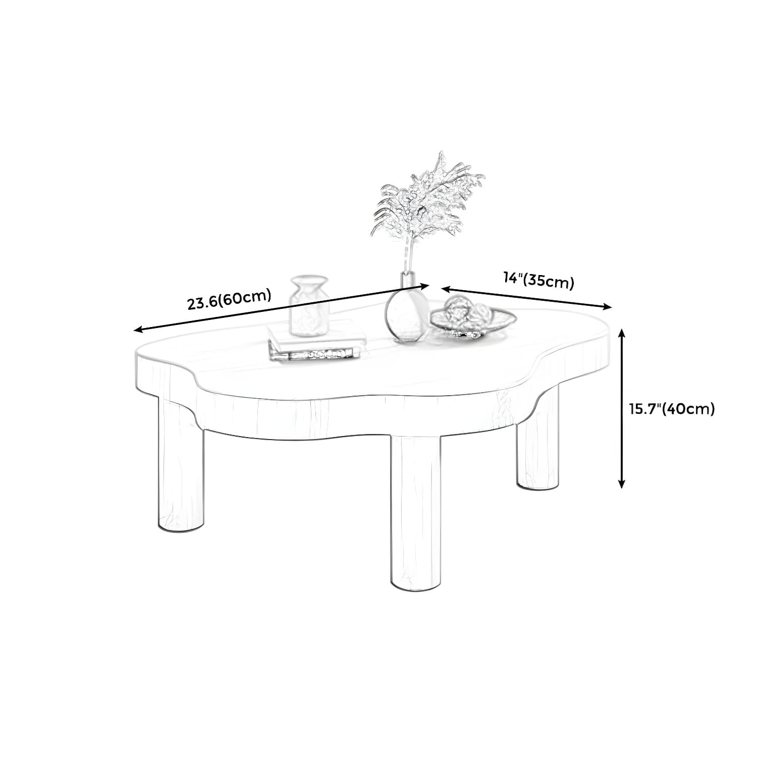 Contemporary 3 Legs Coffee Table Wood Cloud Shaped Cocktail Table thumbnail 13