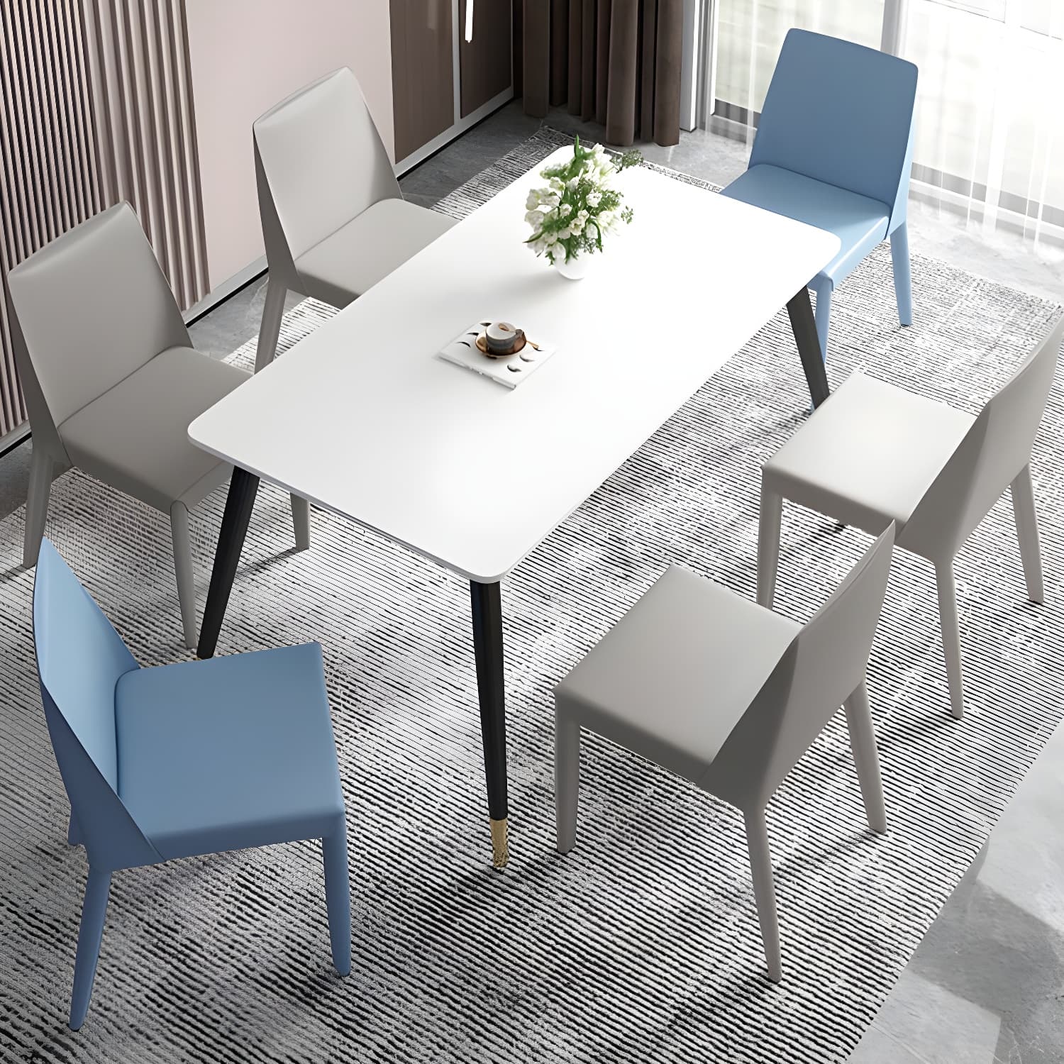 Modern Leather Dining Chair Parsons Furniture with Steel Legs in Matte Finish for Home thumbnail 22