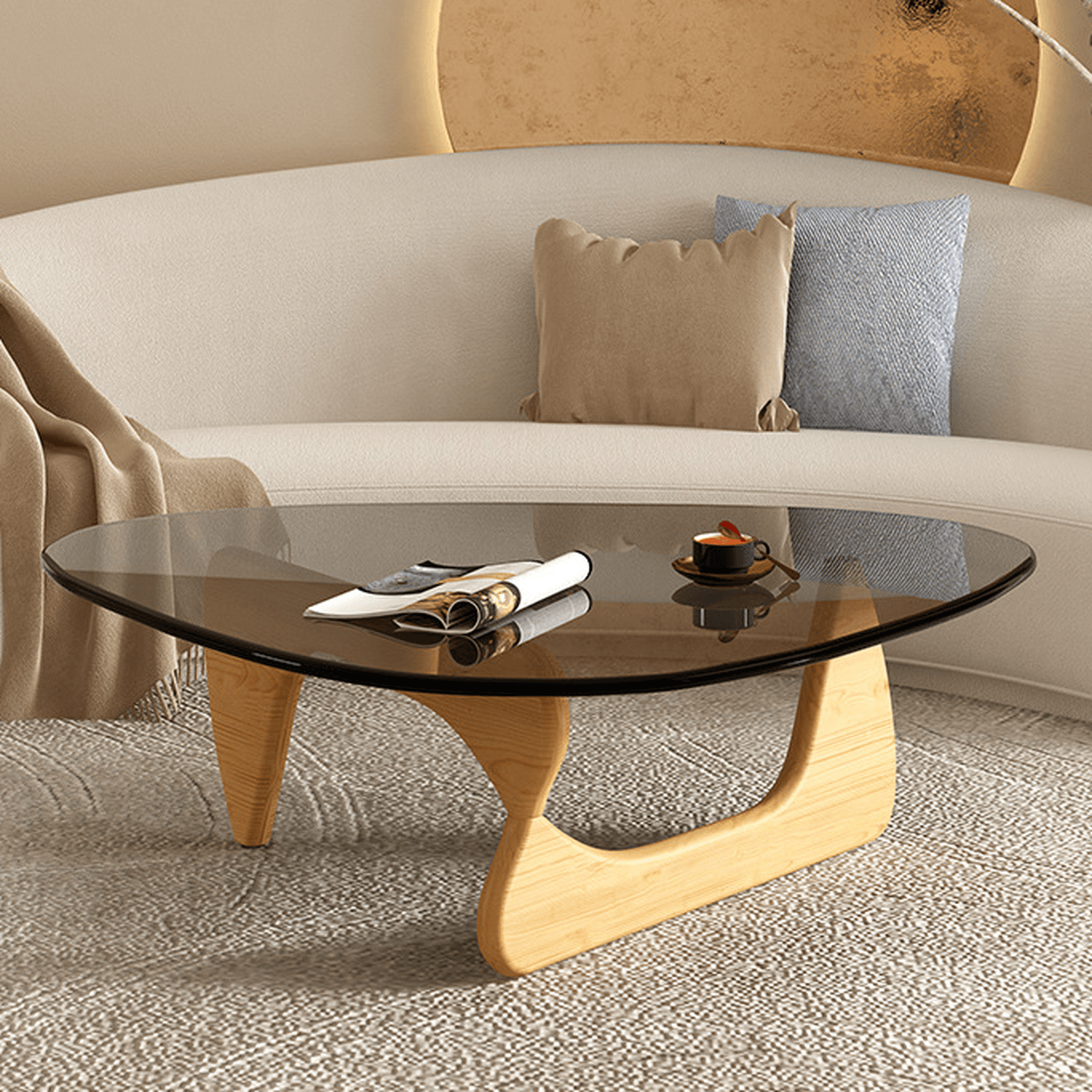 Simplistic Pennels Tempered Glass Single Side Table with Abstract Base Indoor Use thumbnail 14