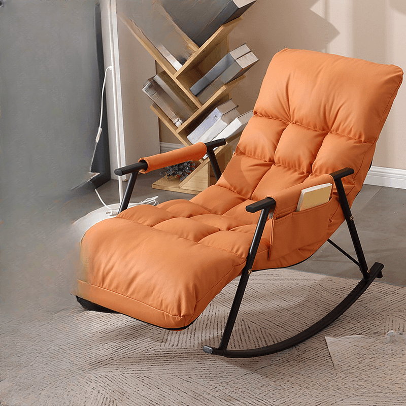 Butter Color/Azure/Olive Green Ergonomic Rocking Chair Couch with Rear Back, Stationary thumbnail 6