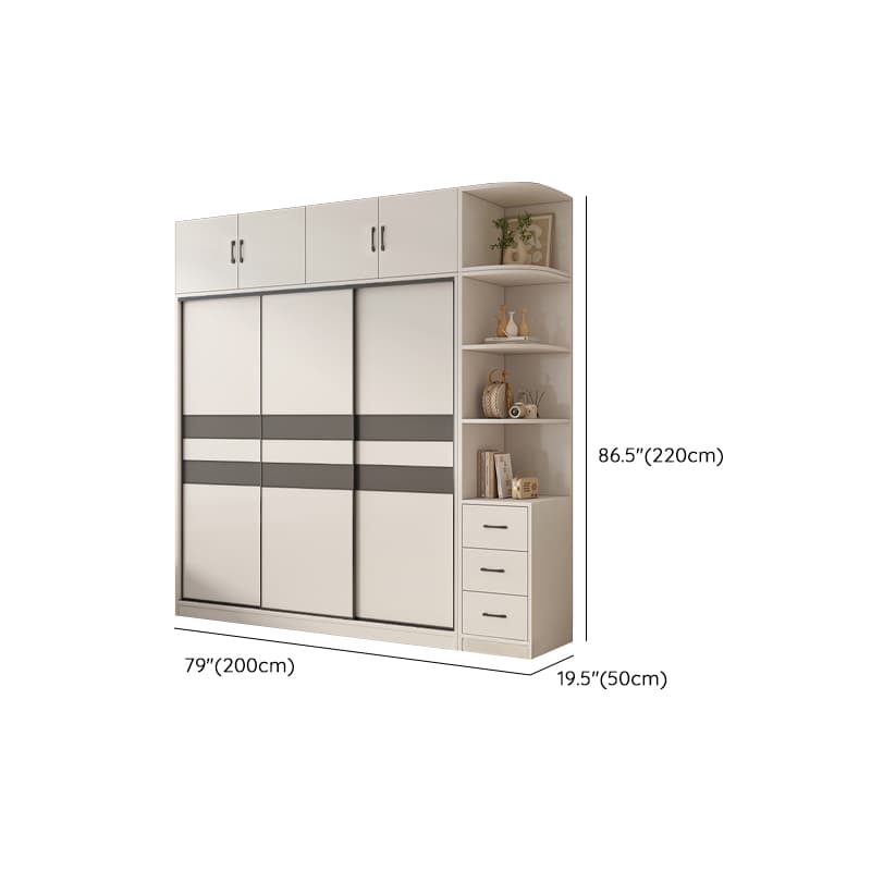 Chalk Nordic Timber Wardrobe with 3 Drawers, Self-supporting Design, Soft Close Door, and Clothing Rod thumbnail 35