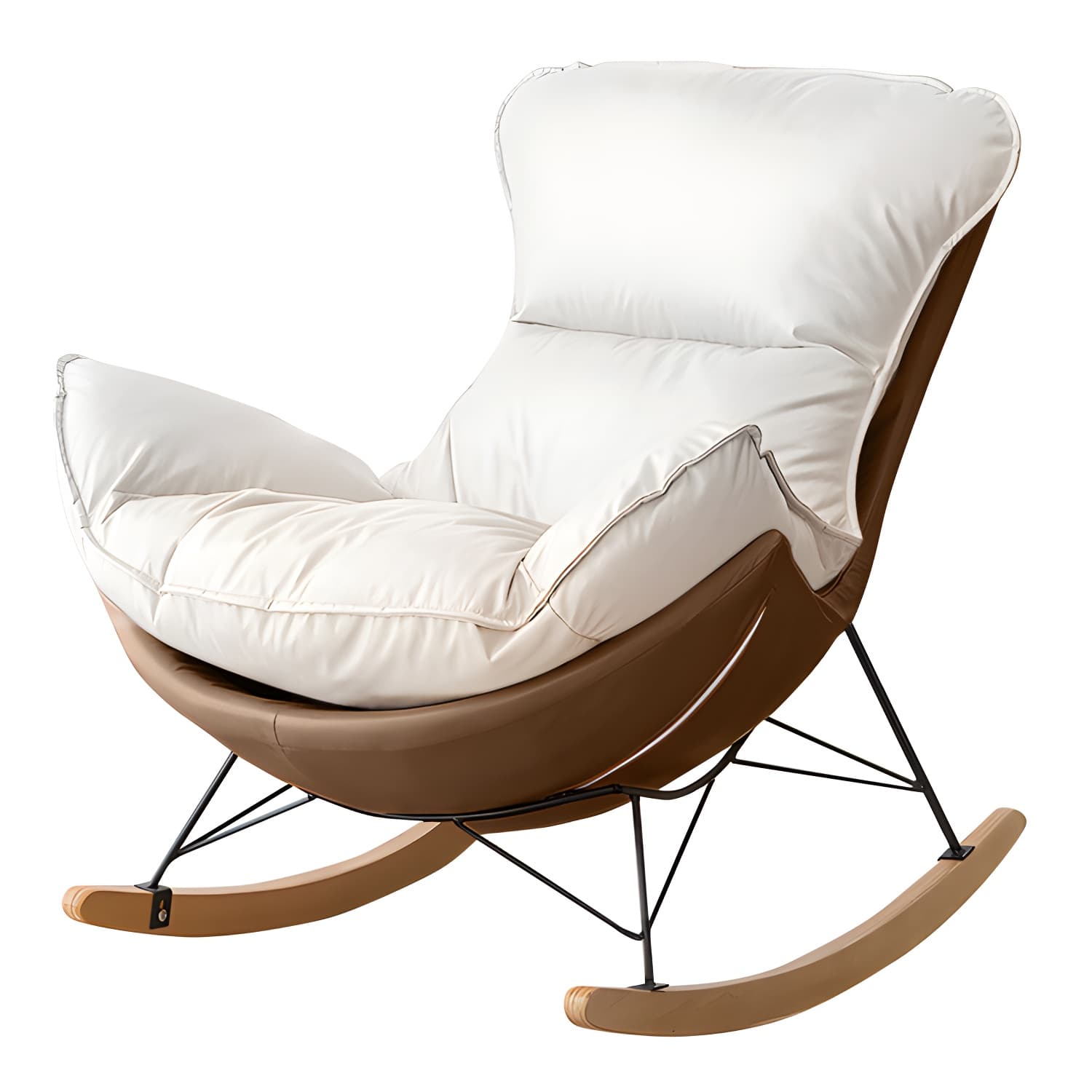 Stylish and Comfortable Modern Upholstered Rocking Chair with Removable Back Cushion thumbnail 15