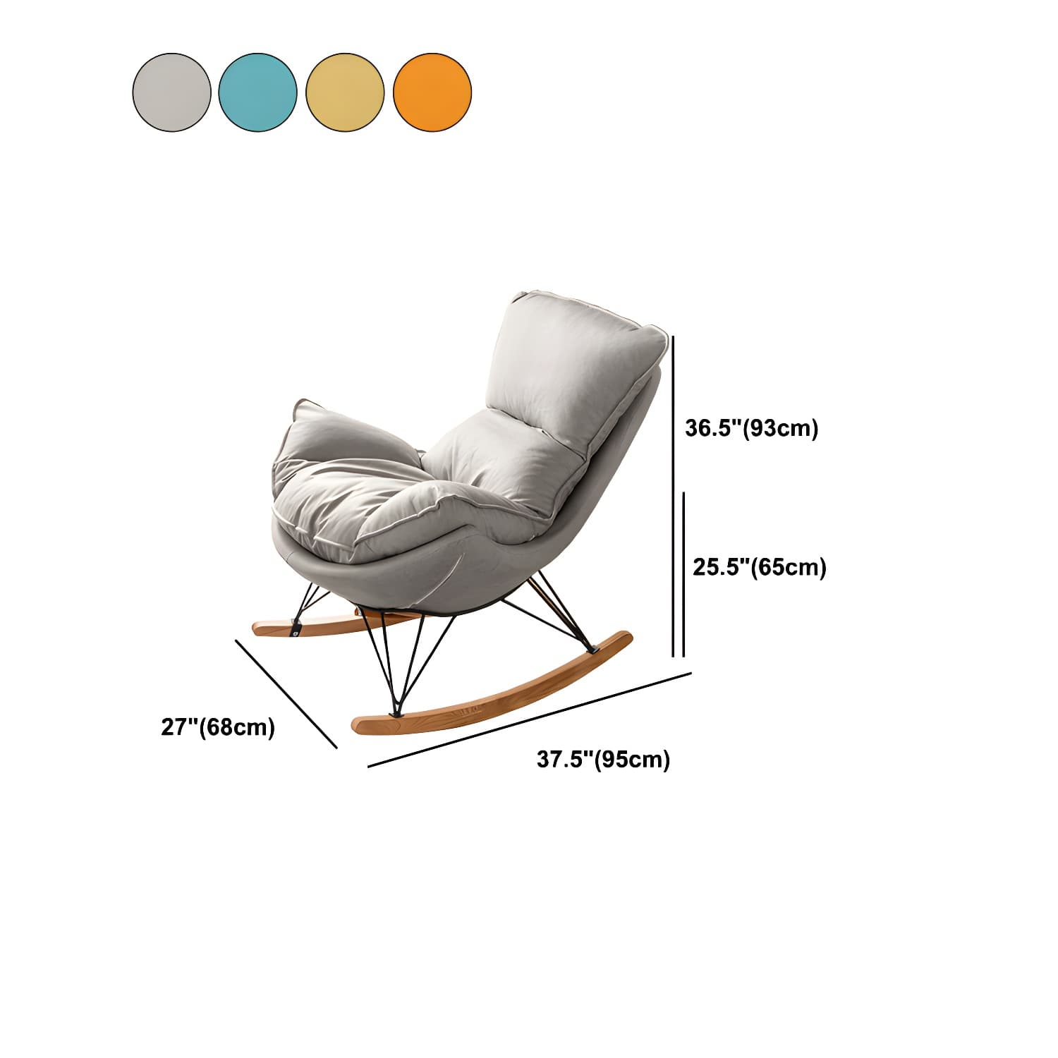 Modern Rocking Chair Solid Wood Rocker Chair with Light Legs thumbnail 25