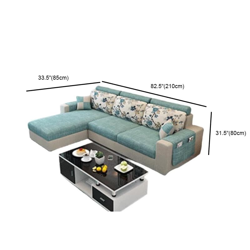 L-Shape Corner Sectional in Lavender/Olive Green/Beige with Left Hand Facing/Right Orientation thumbnail 18