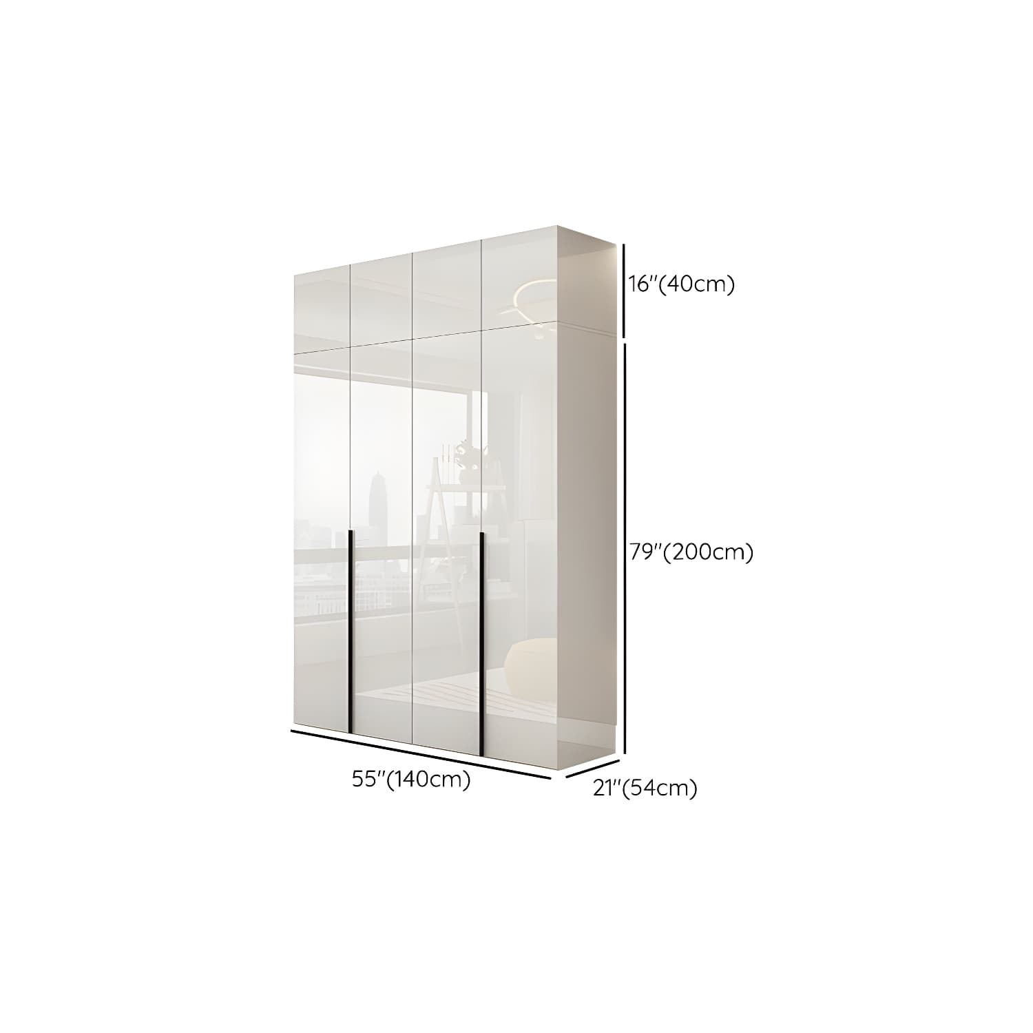 Hinged Wardrobe Armoire with Shelves White Wardrobe Closet for Home thumbnail 24