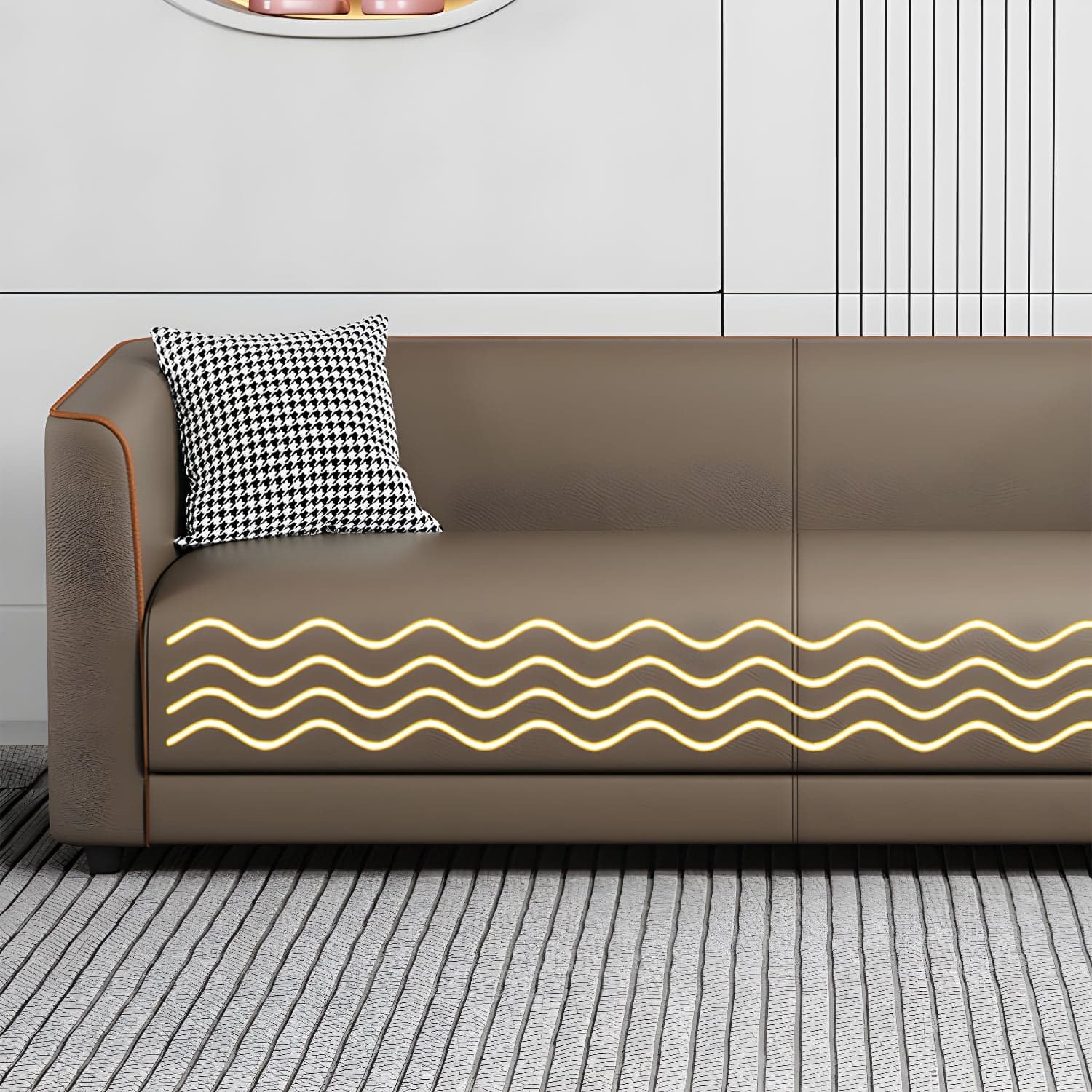 Tuxedo Arm Sofa with Tight Back 25.98" High Contemporary Faux Leather thumbnail 16