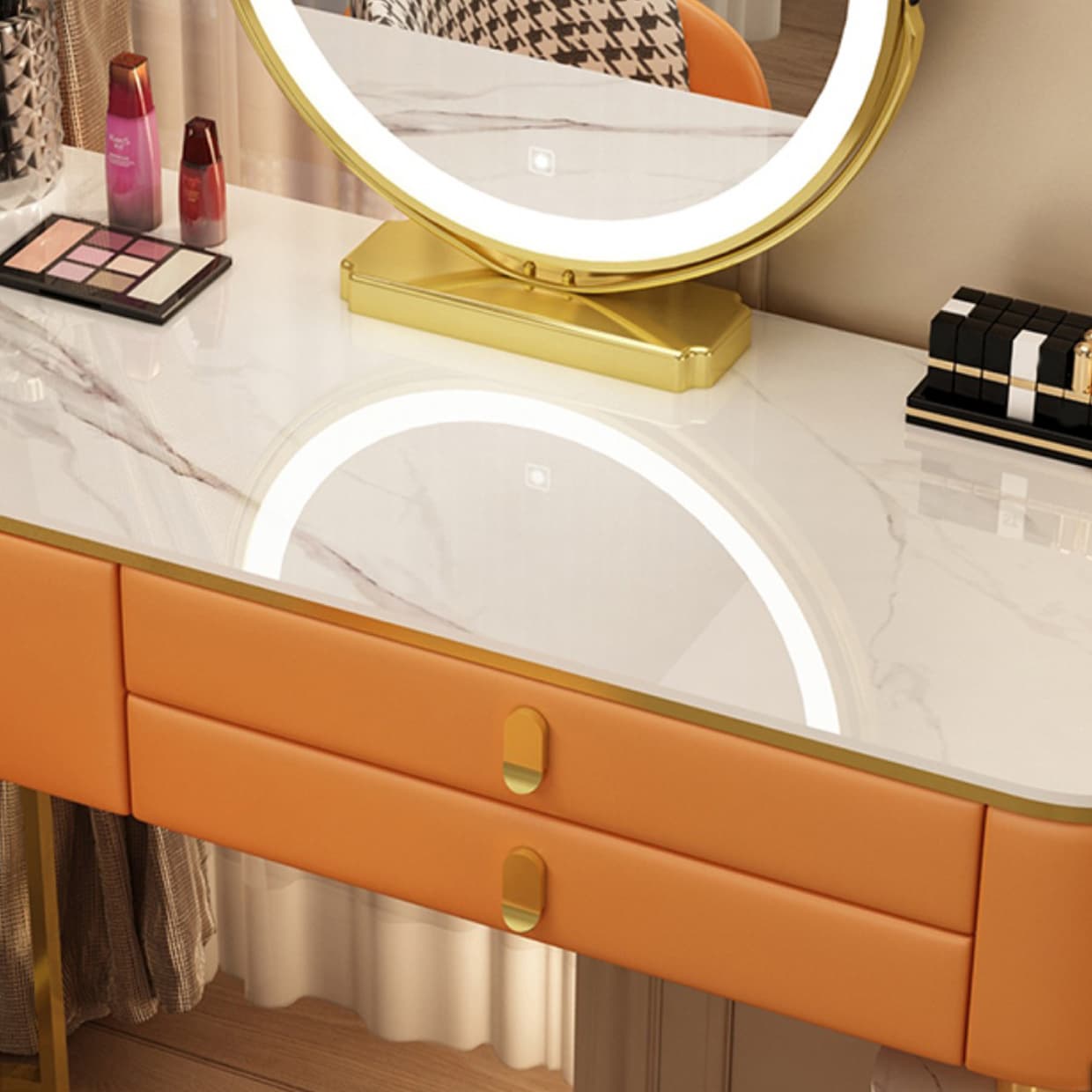 Luxurious Stone Top Vanity Dressing Table with 6 Drawers for Bedroom thumbnail 10