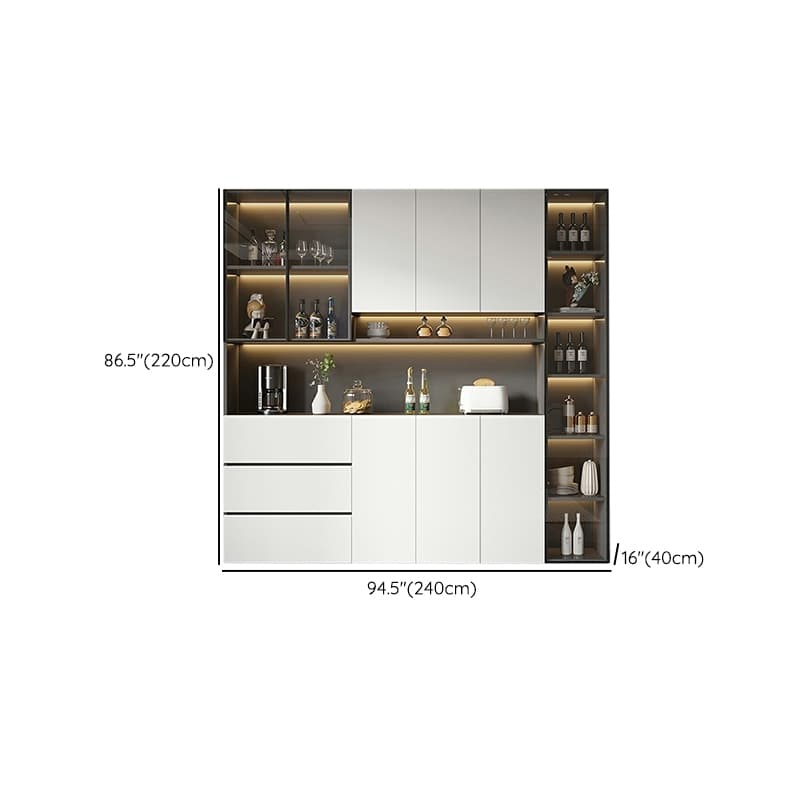 White Modern Buffet Cabinet with Cabinets and Shelves, Full Assembly Needed thumbnail 25