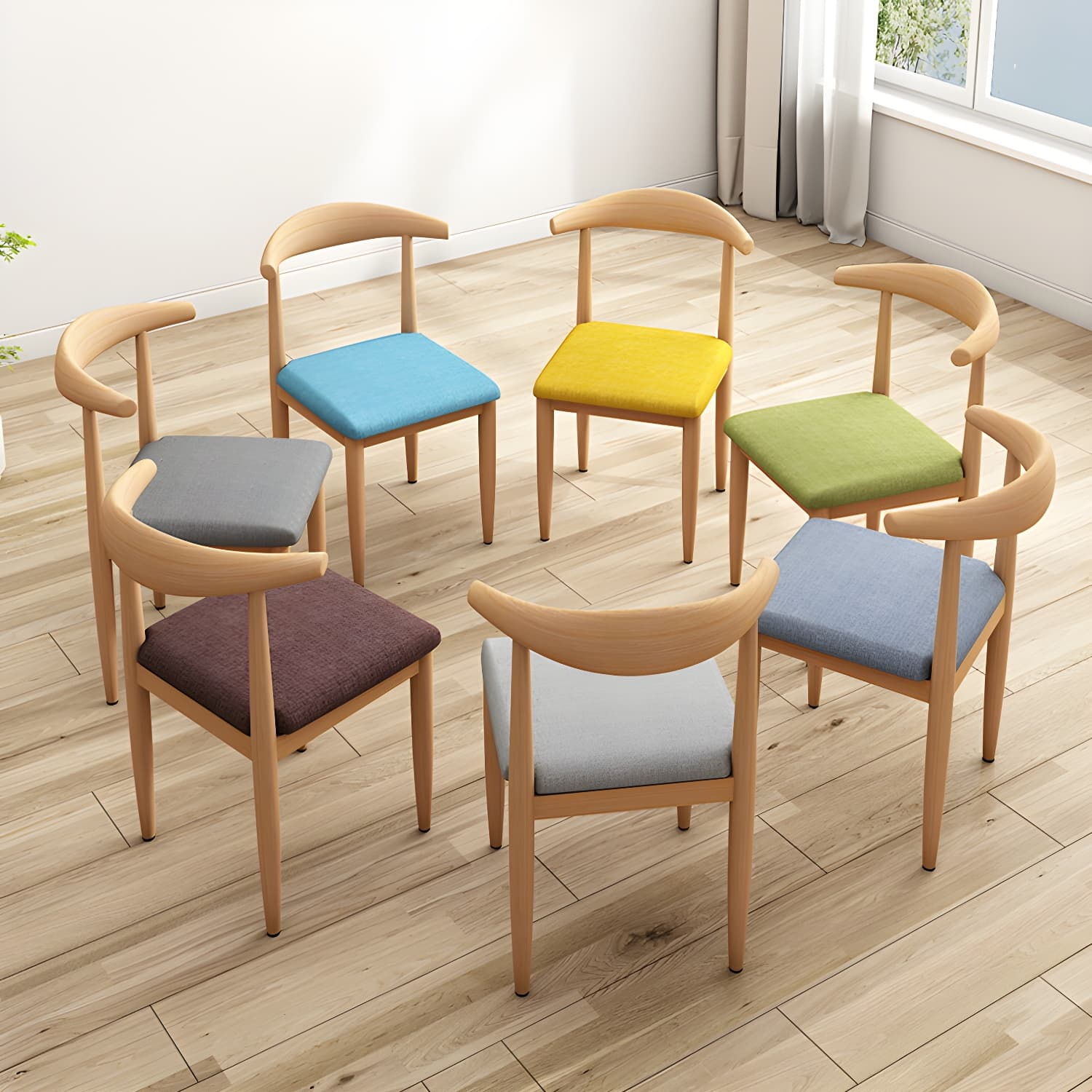 Modern Kitchen Dining Chairs Open Back Dining Chair with Metal Base thumbnail 20