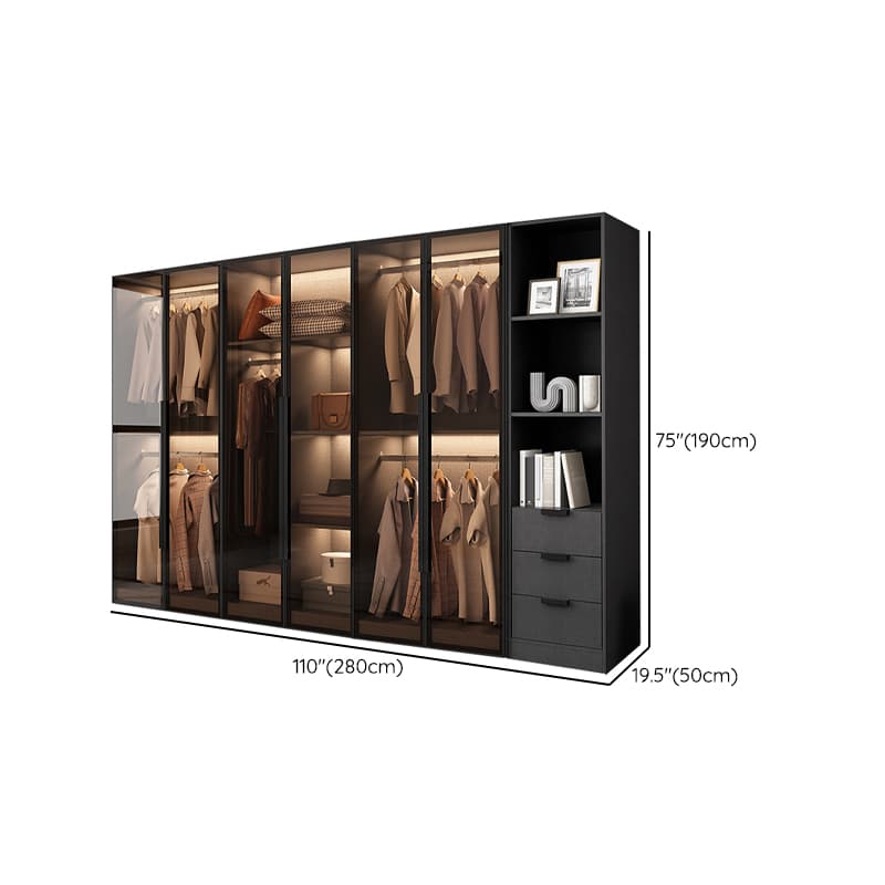 Ink Casual Lumber Wardrobe with Soft Close Door, Interior Shelves, and Hanging Rod thumbnail 25