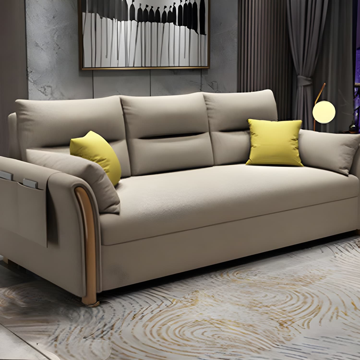 Fabric Sofa Bed Settee Furniture Flared Arm Latex Filled Sofa thumbnail 5