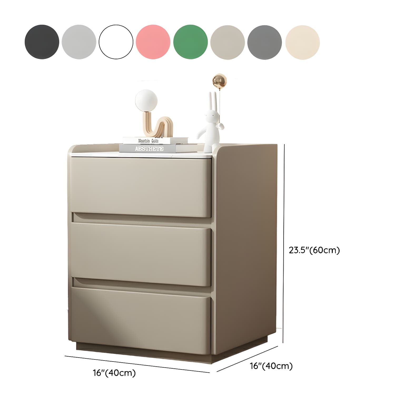 Modern Three Drawers Table Nightstand with Slate Countertop for Bedroom thumbnail 18
