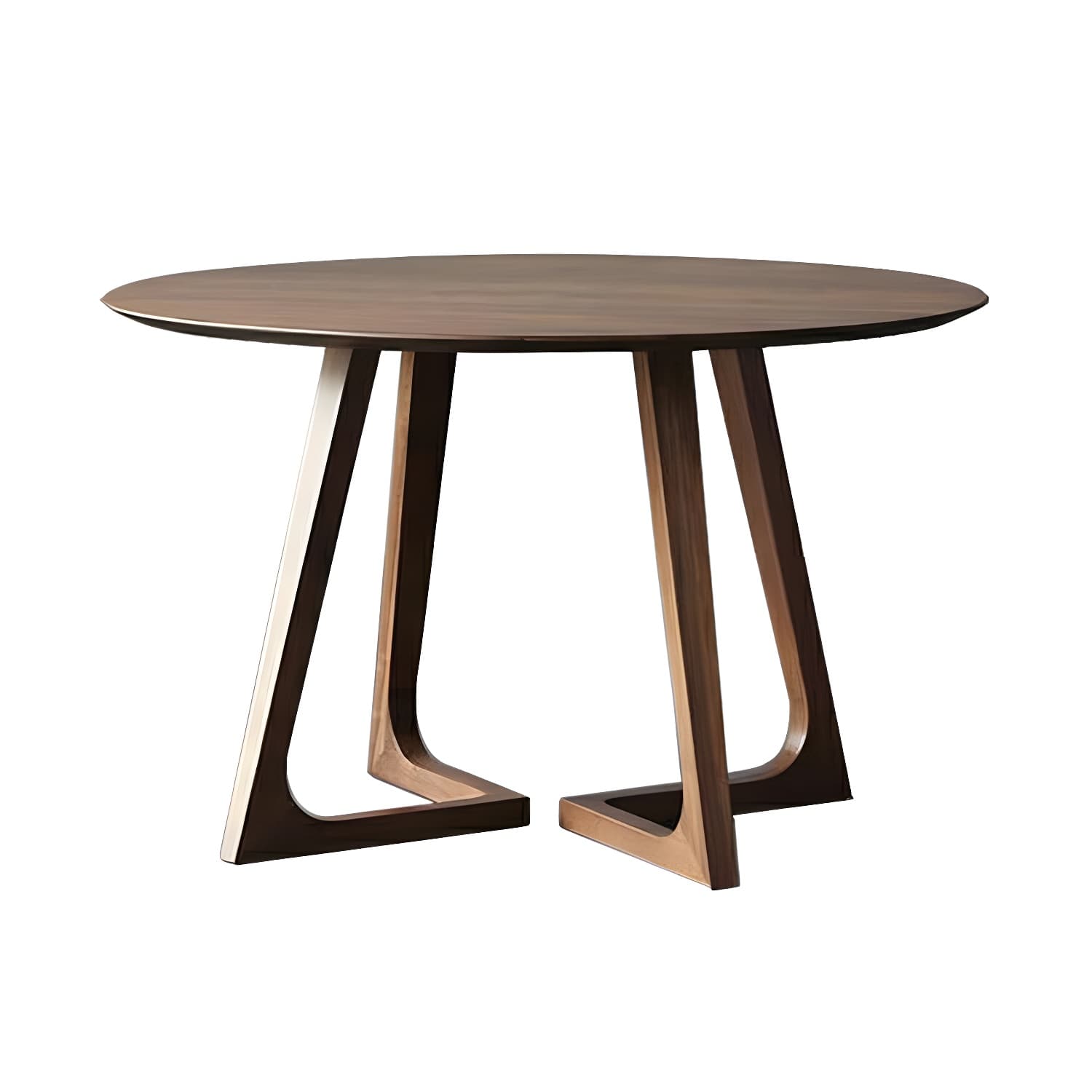 Scandinavian Brown Round Wood Dining Table with Double Pedestal Base thumbnail 5