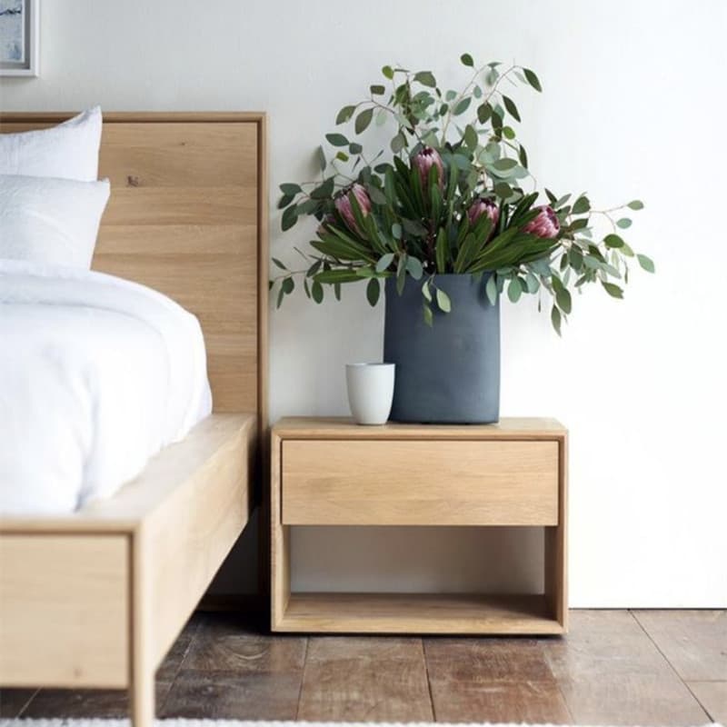 Solid Wood Open Shelf Nightstand with 1 Drawer in a Modish Style thumbnail 4