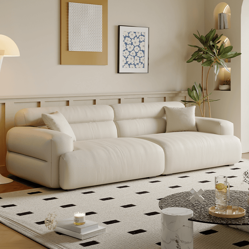 Modish Solid Color Stain Resistant Standard Sofa in Black/Light Gray/Coffee with 2 Pillows, Available in 4-seater/5 Person/3-seater thumbnail 6