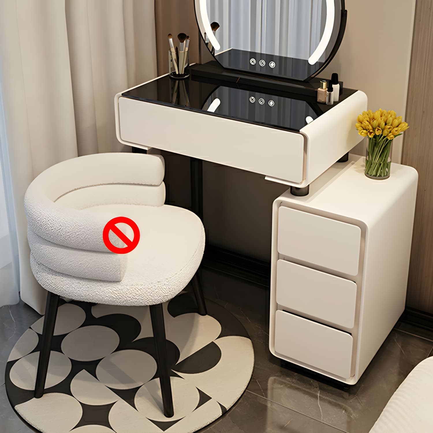 Solid Wood Stylish Makeup Vanity Set with Drawers in Modern Style thumbnail 11
