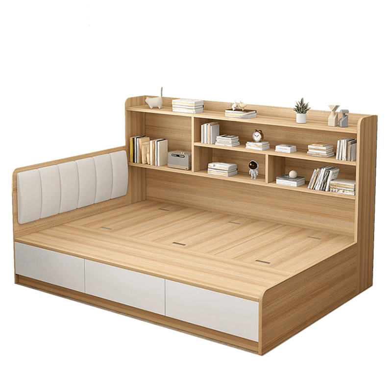 Unfinished Color Modern Tatami Bed with 3 Storage Boxes thumbnail 3