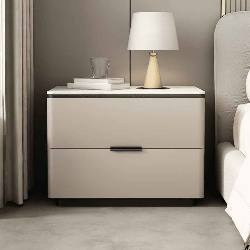Organic Modern Nightstand With Drawer Organization Featuring 2 Drawers and Stone Countertop thumbnail 4