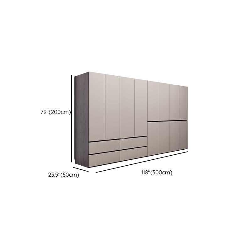 Light Gray Modish Manufactured Wood Independent Armoire Cabinet with 2 Drawers/4 Drawers, Interior Shelves, and Clothing Rod thumbnail 19